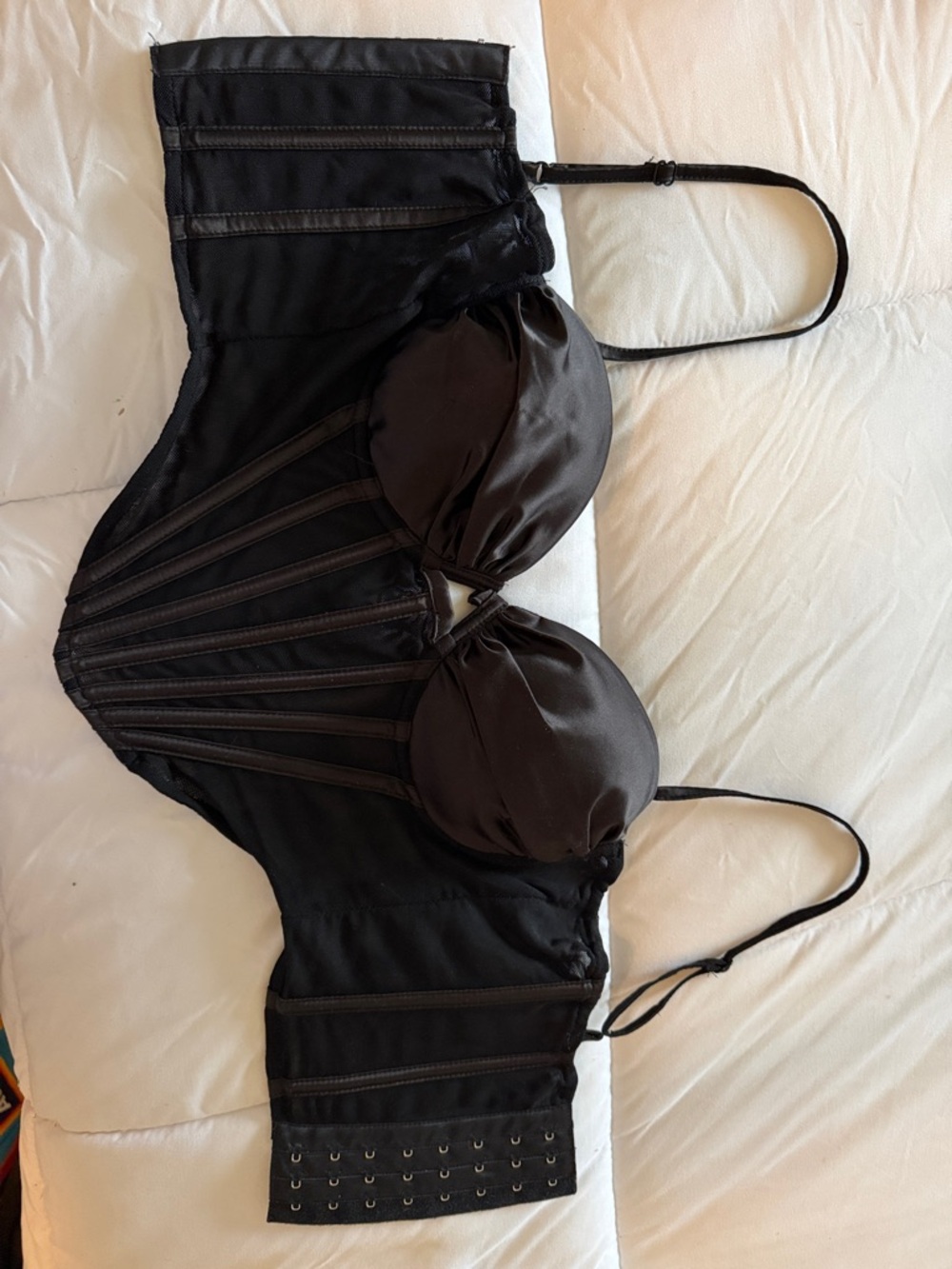 Windsor Black Satin Longline Underwire Bustier